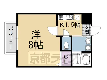 京都市烏丸線 五条駅(京都市営) 徒歩10分 3階建 築14年(1K/1階)の間取り写真
