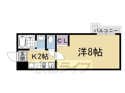京都市烏丸線 五条駅(京都市営) 徒歩10分 3階建 築14年(1K/1階)の間取り写真