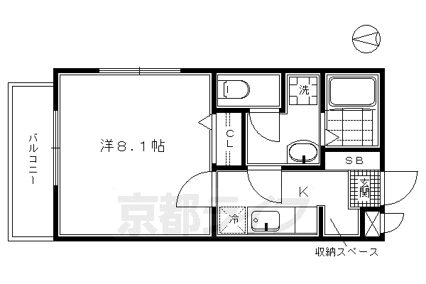 東海道本線 京都駅 徒歩5分 5階建 築15年(1K/5階)の間取り写真