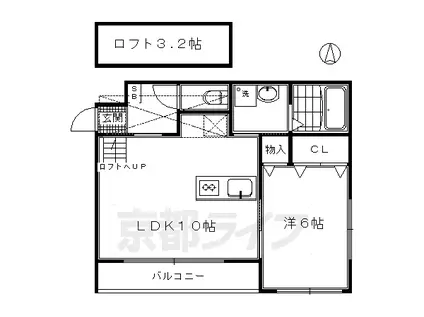 山陰本線 丹波口駅 徒歩7分 3階建 築15年(1SLDK/3階)の間取り写真
