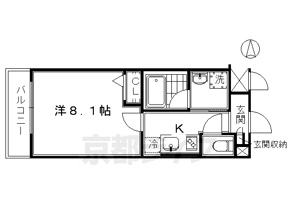東海道本線 京都駅 徒歩5分 4階建 築15年(1K/1階)の間取り写真