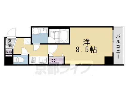 東海道本線 西大路駅 徒歩7分 8階建 築15年(1K/5階)の間取り写真