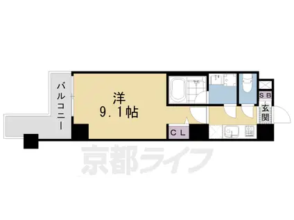 東海道本線 西大路駅 徒歩7分 8階建 築14年(1K/6階)の間取り写真