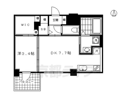 東海道本線 京都駅 徒歩5分 10階建 築14年(1DK/10階)の間取り写真
