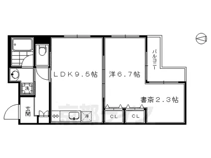 アンダンテ烏丸七条(1LDK/1階)の間取り写真