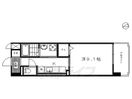 近鉄京都線 上鳥羽口駅 徒歩9分 6階建 築14年(1K/3階)の間取り写真