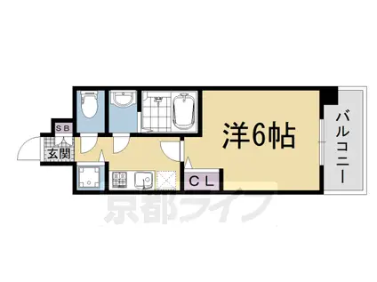 プレサンス京都烏丸爛都(1K/2階)の間取り写真