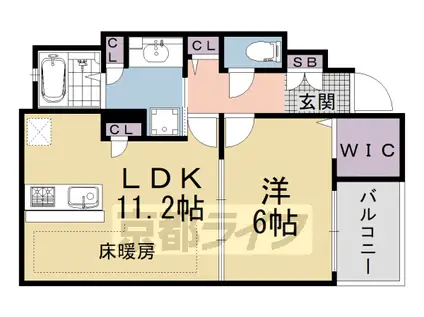 京都市烏丸線 五条駅(京都市営) 徒歩3分 11階建 築14年(1LDK/3階)の間取り写真