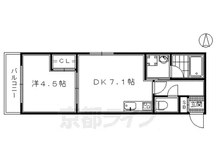 京阪電気鉄道京阪線 七条駅 徒歩4分 3階建 築14年(1DK/3階)の間取り写真
