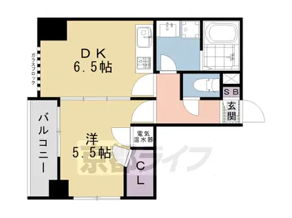 山陰本線 丹波口駅 徒歩14分 7階建 築14年(1DK/3階)の間取り写真