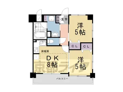 東海道本線 京都駅 徒歩5分 11階建 築14年(2LDK/6階)の間取り写真
