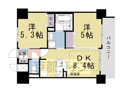 東海道本線 京都駅 徒歩5分 11階建 築13年(2LDK/10階)の間取り写真