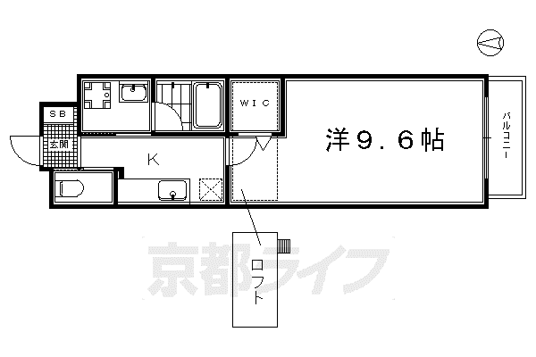 東海道本線 京都駅 徒歩10分 3階建 築14年(1K/3階)の間取り写真