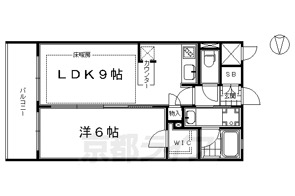 近鉄京都線 東寺駅 徒歩4分 7階建 築14年(1LDK/2階)の間取り写真