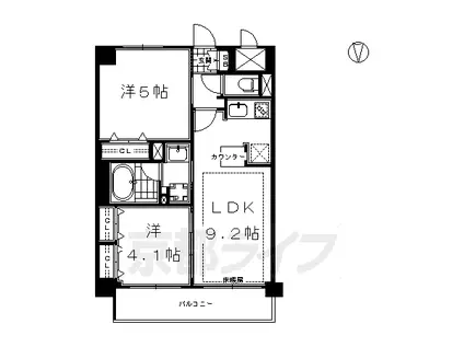 近鉄京都線 東寺駅 徒歩4分 7階建 築14年(2LDK/6階)の間取り写真