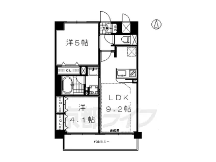 近鉄京都線 東寺駅 徒歩4分 7階建 築14年(2LDK/4階)の間取り写真