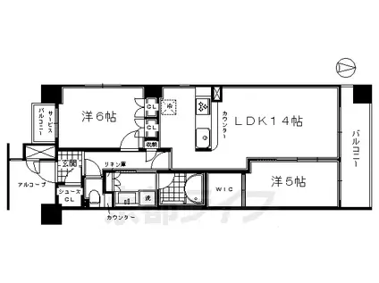 ルネ京都烏丸五条(2LDK/10階)の間取り写真