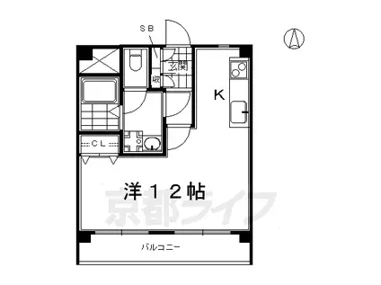 山陰本線 丹波口駅 徒歩7分 5階建 築14年(1K/2階)の間取り写真