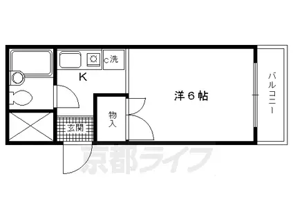京阪電気鉄道京阪線 清水五条駅 徒歩17分 3階建 築39年(1K/3階)の間取り写真