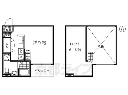 近鉄京都線 上鳥羽口駅 徒歩10分 2階建 築13年(1K/1階)の間取り写真