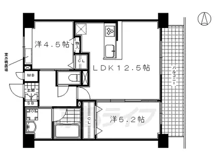 東海道本線 京都駅 徒歩3分 10階建 築12年(2LDK/7階)の間取り写真