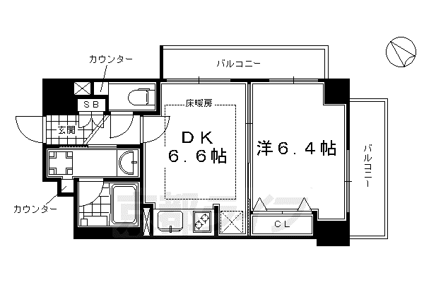 京阪電気鉄道京阪線 七条駅 徒歩4分 11階建 築13年(1DK/9階)の間取り写真