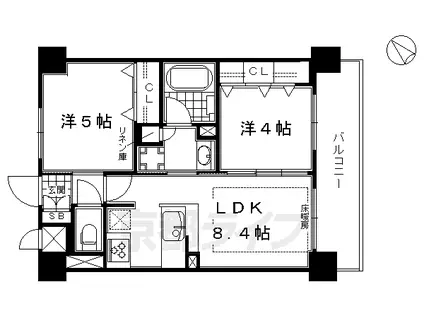 京阪電気鉄道京阪線 七条駅 徒歩4分 11階建 築12年(2LDK/2階)の間取り写真