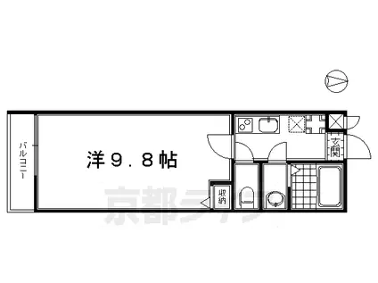 山陰本線 丹波口駅 徒歩5分 4階建 築13年(1K/1階)の間取り写真