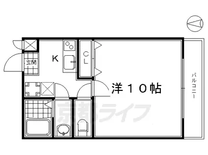 山陰本線 丹波口駅 徒歩5分 4階建 築12年(1K/3階)の間取り写真