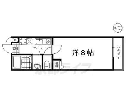 山陰本線 丹波口駅 徒歩5分 4階建 築13年(1K/4階)の間取り写真