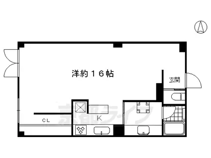 山陰本線 丹波口駅 徒歩10分 6階建 築56年(ワンルーム/4階)の間取り写真