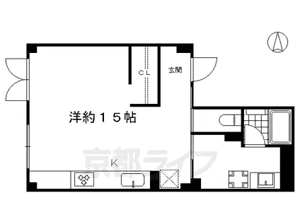 山陰本線 丹波口駅 徒歩10分 6階建 築56年(ワンルーム/4階)の間取り写真