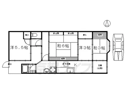 東海道本線 西大路駅 徒歩13分 1階建 築67年(4K)の間取り写真