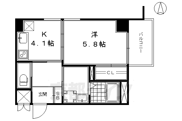 京都市烏丸線 五条駅(京都市営) 徒歩7分 5階建 築12年(1DK/3階)の間取り写真
