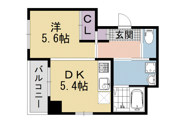 京都市烏丸線 五条駅(京都市営) 徒歩7分 5階建 築12年(1DK/5階)の間取り写真