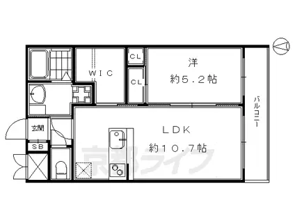 東海道本線 京都駅 徒歩10分 5階建 築12年(1LDK/2階)の間取り写真
