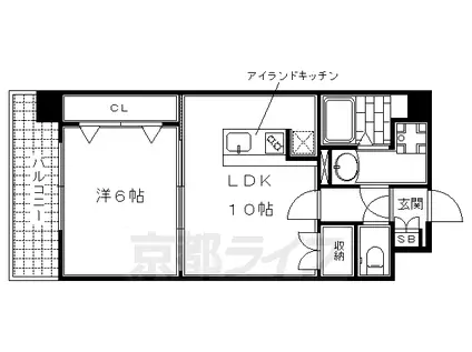 近鉄京都線 十条駅(近鉄) 徒歩7分 6階建 築11年(1LDK/5階)の間取り写真