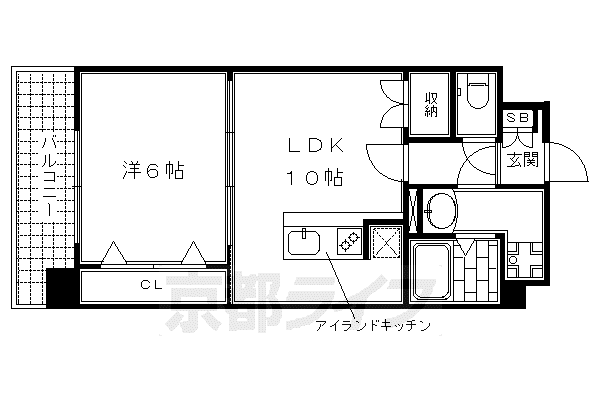 近鉄京都線 十条駅(近鉄) 徒歩7分 6階建 築12年(1LDK/2階)の間取り写真