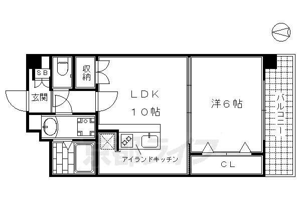 近鉄京都線 十条駅(近鉄) 徒歩7分 6階建 築12年(1LDK/4階)の間取り写真