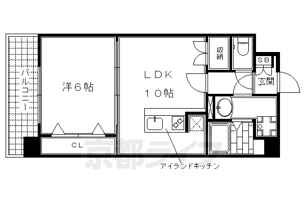近鉄京都線 十条駅(近鉄) 徒歩7分 6階建 築12年(1LDK/5階)の間取り写真
