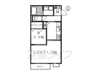 アルページュ頌徳 B棟(1LDK/2階)の間取り写真