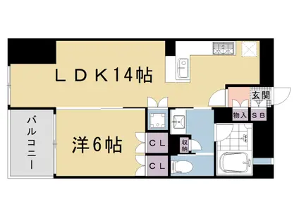 京都市烏丸線 五条駅(京都市営) 徒歩10分 8階建 築12年(1LDK/2階)の間取り写真