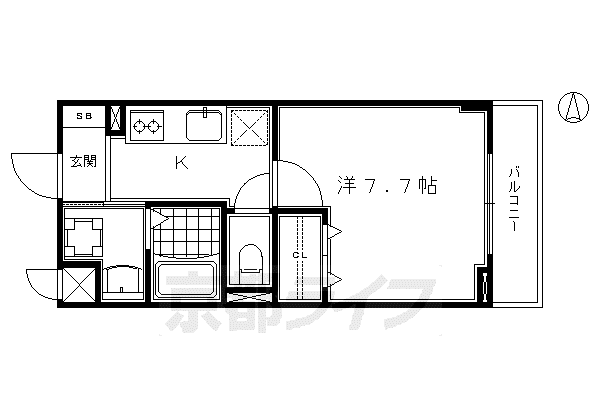 東海道本線 桂川駅(京都) 徒歩23分 3階建 築12年(1K/1階)の間取り写真
