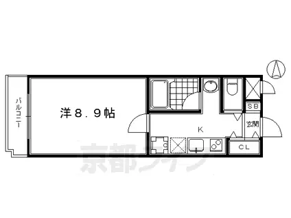 京都市烏丸線 十条駅(京都市営) 徒歩2分 3階建 築12年(1K/1階)の間取り写真