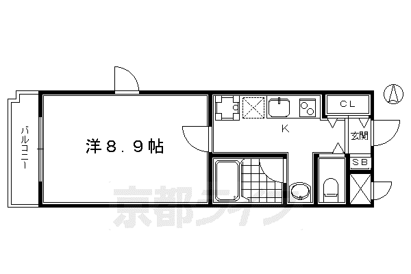 京都市烏丸線 十条駅(京都市営) 徒歩2分 3階建 築12年(1K/2階)の間取り写真