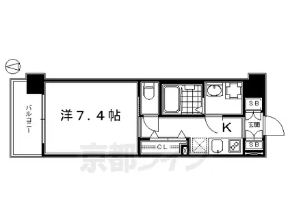 京都市烏丸線 京都駅 徒歩13分 5階建 築12年(1K/3階)の間取り写真