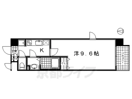 京都市烏丸線 五条駅(京都市営) 徒歩7分 4階建 築12年(1K/4階)の間取り写真