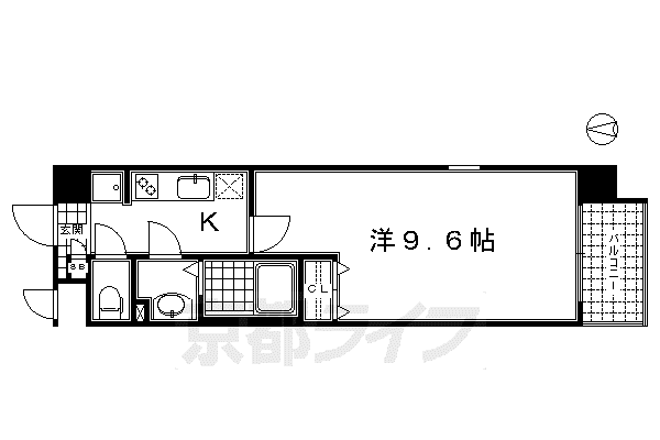 京都市烏丸線 五条駅(京都市営) 徒歩7分 4階建 築12年(1K/1階)の間取り写真
