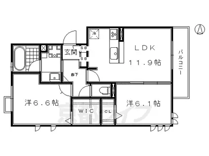 東海道本線 桂川駅(京都) 徒歩22分 3階建 築11年(2LDK/2階)の間取り写真