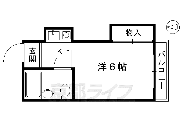 京阪電気鉄道京阪線 東福寺駅 徒歩14分 3階建 築38年(1K/3階)の間取り写真
